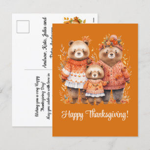 Familie van Beren Happy Thanksgiving Feestdagenkaart