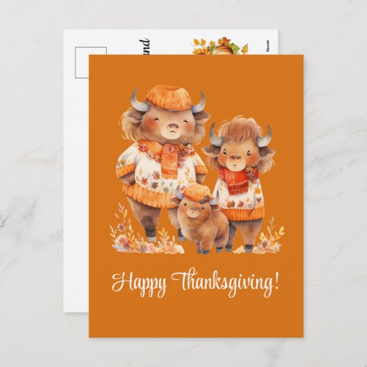 Familie van Buffalo's Happy Thanksgiving Feestdagenkaart (Voorkant / Achterkant)