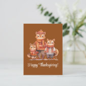 Familie van Chipmunks Happy Thanksgiving Feestdagenkaart (Staand voorkant)