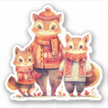 Familie van Chipmunks Herfst Sticker