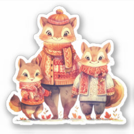 Familie van Chipmunks Herfst Sticker