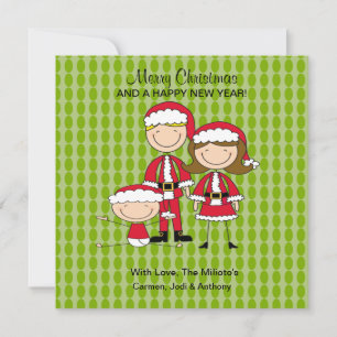 Familie van de 3-tik People-kerstkaart Feestdagenkaart