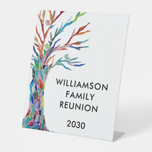 Familie van de Boom Reunion Pedestal Sign Reclamebord Met Voetstuk (Voorkant)