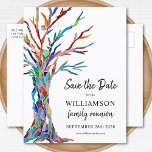 Familie van de Boom van de familie hervat sparen d Aankondigingskaart<br><div class="desc">Vraag uw familie om de datum voor hun gezinshereniging op te slaan met dit stijlvolle briefkaart. Het is voorzien van een kleurrijke stamboom die oorspronkelijk in glazen mozaïek was gemaakt. Eenvoudig aan te passen met uw gegevens. Met de optie Verdere wijzigingen aanpassen kunt u de tekstgrootte, stijl of kleur desgewenst...</div>