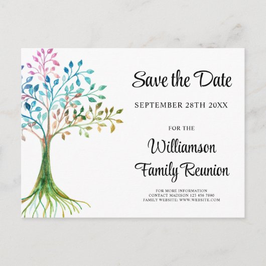 Familie van de Boom van de Familie reünie sparen d Aankondigingskaart (Voorkant)