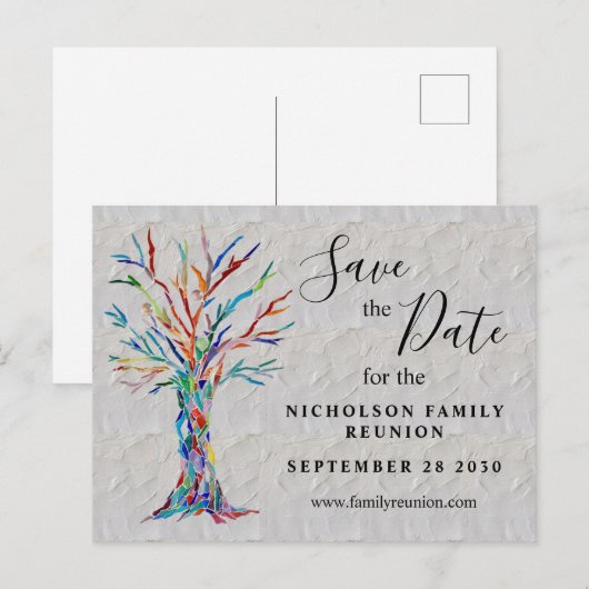 Familie van de Boom van de Familie reünie sparen d Aankondigingskaart (Voorkant / Achterkant)