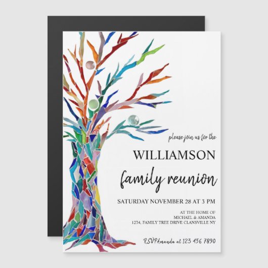 Familie van de Boom van de Familie Uitnodiging Mag Magnetische Uitnodiging (Voorkant / Achterkant)