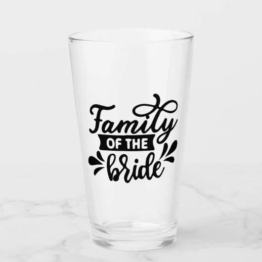 Familie van de bruid typografie bruiloft glas (Voorkant)