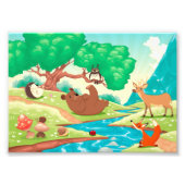 Familie van de dieren in het hout. foto afdruk (Voorkant)