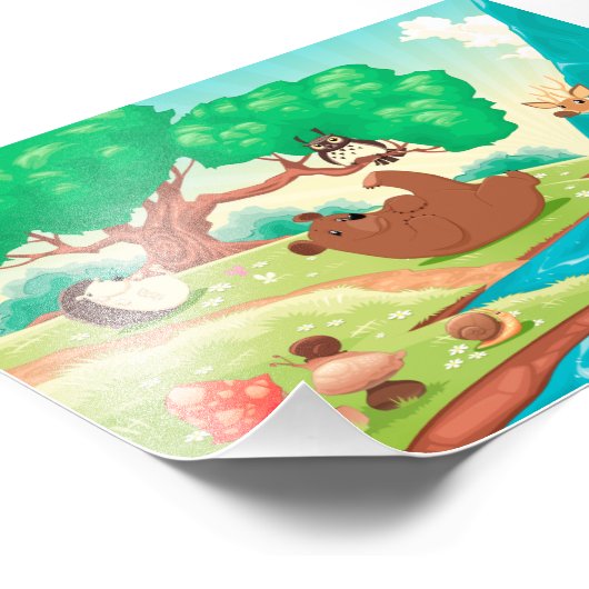 Familie van de dieren in het hout. foto afdruk (Hoek)