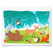 Familie van de dieren in het hout. foto afdruk (Voorkant)