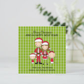 Familie van de kerstkaart van 4 sockets (Staand voorkant)