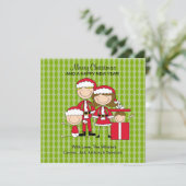 Familie van de kerstkaart van 4 sockets (Staand voorkant)