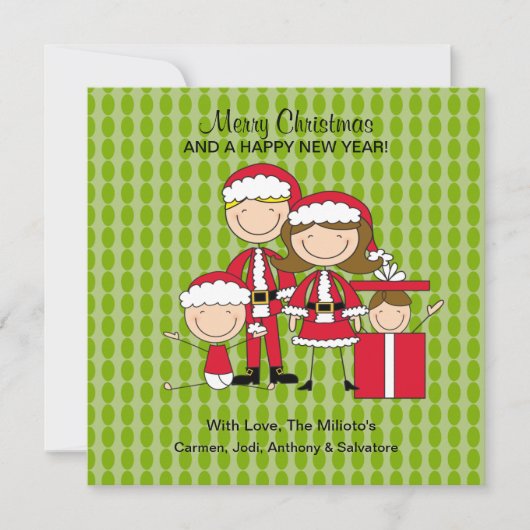 Familie van de kerstkaart van 4 sockets (Voorkant)