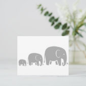 familie van de olifanten met drie - grijs op wit b briefkaart (Staand voorkant)