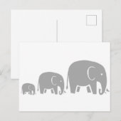 familie van de olifanten met drie - grijs op wit b briefkaart (Voorkant / Achterkant)