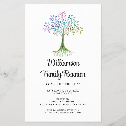 Familie van de Reunion Boom Uitnodiging Flyer (Voorkant)