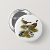 Familie van de ringhalssikfazant ronde button 5,7 cm (Voorkant /achterkant)