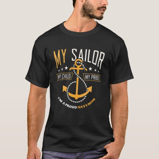 familie van de roodmoeder van de marine proud mari t-shirt (Voorkant)