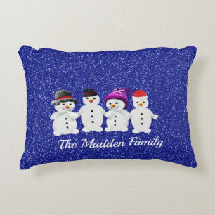 Familie van de vier Snowmen Sparkle Accent Pillow Kussen