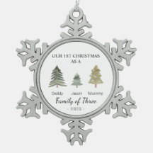 Familie van drie baby's Eerste Kerstmis Gepersonal