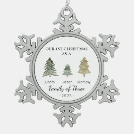 Familie van drie baby's Eerste Kerstmis Gepersonal Tin Sneeuwvlok Ornament