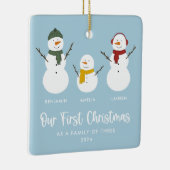Familie van drie eerste kerst sneeuwpop Ornament (Rechts)