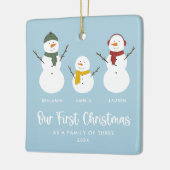 Familie van drie eerste kerst sneeuwpop Ornament (Links)