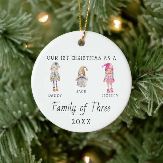 Familie van Drie | Eerste Kerstboomornament Keramisch Ornament (Boom)
