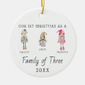 Familie van Drie | Eerste Kerstboomornament Keramisch Ornament (Voorkant)