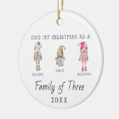 Familie van Drie | Eerste Kerstboomornament Keramisch Ornament (Links)
