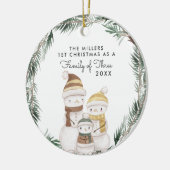 Familie van Drie | Eerste Kerstboomversiering Keramisch Ornament (Links)