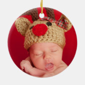 Familie van Drie | Eerste Kerstboomversiering Keramisch Ornament (Achterkant)