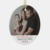 Familie van drie eerste kerstfoto's keramisch ornament (Rechts)