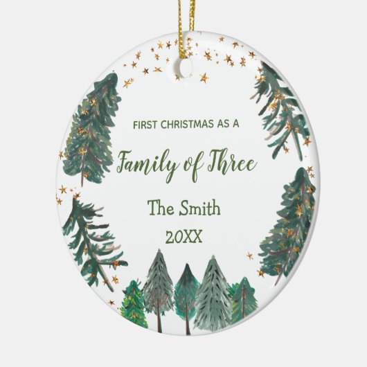 Familie van drie Eerste Kerstmis als Keramisch Ornament (Links)