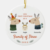 Familie van drie eerste Kerstmis Keramisch Ornament (Voorkant)