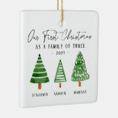 Familie van drie eerste Kerstmis Keramisch Ornament (Rechts)