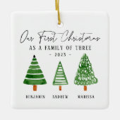 Familie van drie eerste Kerstmis Keramisch Ornament (Voorkant)