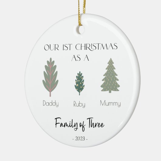 Familie van Drie Eerste Kerstmis Ornament (Links)