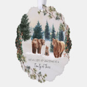 Familie van drie | Eerste Kerstmis Ornament Kaart (Links)