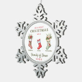 Familie van drie eerste Kerstmis Tin Sneeuwvlok Ornament (Rechts)