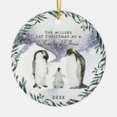 Familie van drie | Eerste kerstversiering Keramisch Ornament (Voorkant)