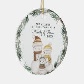 Familie van drie | Eerste kerstversiering Keramisch Ornament (Rechts)