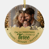 Familie van Drie Foto Ornament Eerste Kerstmis (Voorkant)