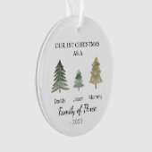 Familie van drie gepersonaliseerde baby's Eerste K Ornament (voorkant)