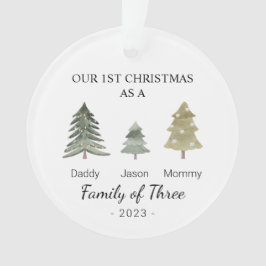 Familie van drie gepersonaliseerde baby's Eerste K Ornament
