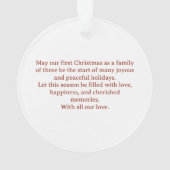 Familie van drie gepersonaliseerde kerst ornament (achterkant)