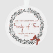 Familie van drie gepersonaliseerde kerst ornament (voorkant)