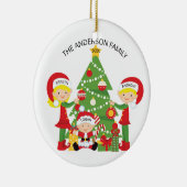 Familie van drie gepersonaliseerde kerstversiering keramisch ornament (Rechts)