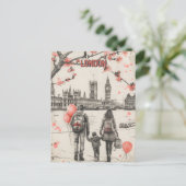 Familie van drie in Londen Briefkaart (Staand voorkant)